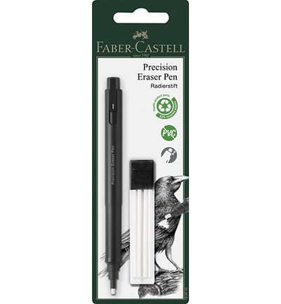 FC-185610 - Faber Castell - Gumpen FC zwart met druk- knop incl. reservegum