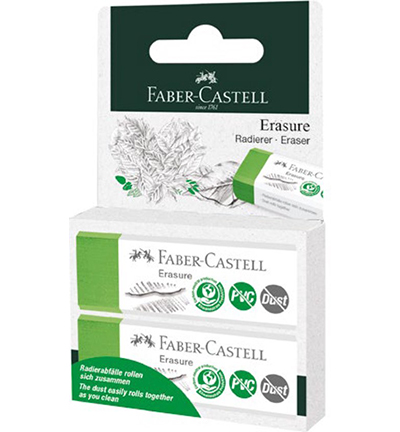FC-187251 - Faber Castell - Gum FC groen PVC vrij en stofvrij 2pcs