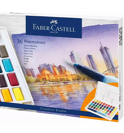 FC-169736 - Faber Castell - Waterverf set, 36 kleuren, met palet