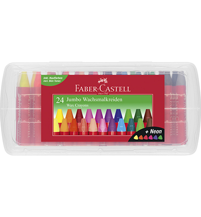 FC-120034 - Faber Castell - Wax crayons FC Jumbo in storagebox 24 pcs