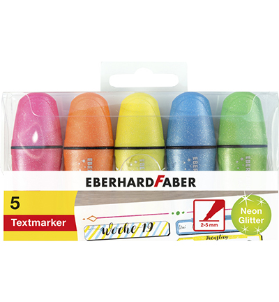 EF-551408 - Eberhard Faber - Highlighter mini glitter pastel pencil case 5pcs.