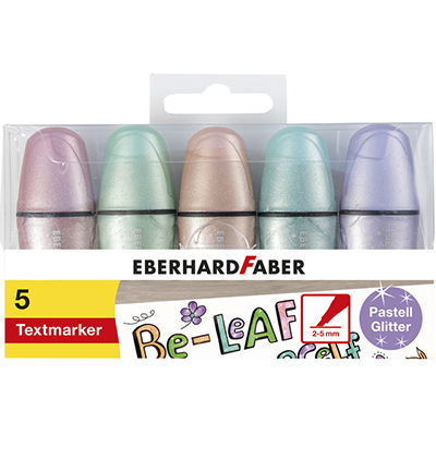 EF-551409 - Eberhard Faber - Highlighter mini glitter pastel pencil case 5pcs.