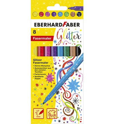 EF-551008 - Eberhard Faber - Viltstiften glitter assorti etui uitwasbaar