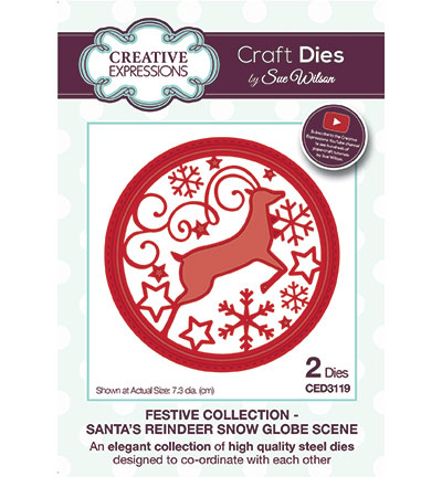 CED3119 - Creative Expressions - Santas Reindeer Snow Globe Scene