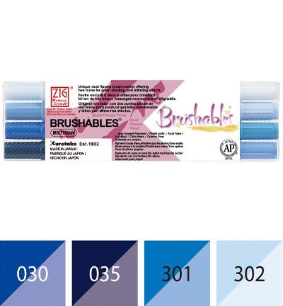 MS-7700/4VBL - Kuretake / ZIG - Zig Brushables Blue 4 colors set