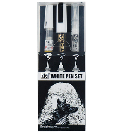 IKTB-24/3V - Kuretake / ZIG - Zig White Pen set 3pcs. set