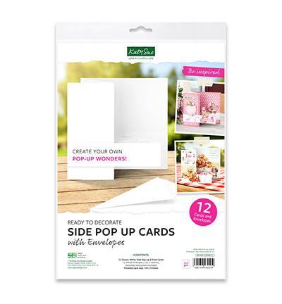 05-PU01-CW300-12 - Katy Sue Designs - White Side Pop Up Cards & Envelopes