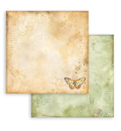SBB1132 - Stamperia - Double face sheet, Daisy Art ochre pattern with butterfly