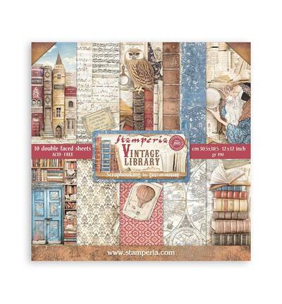 SBBL132 - Stamperia - Scrapbooking Pad Vintage Library 30,5x30,5cm