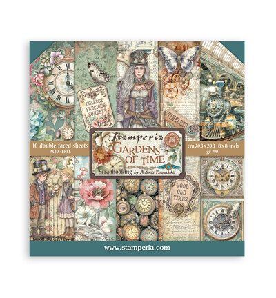 SBBS141 - Stamperia - Stamperia Papierblok Klein – Gardens of Time Backgrounds