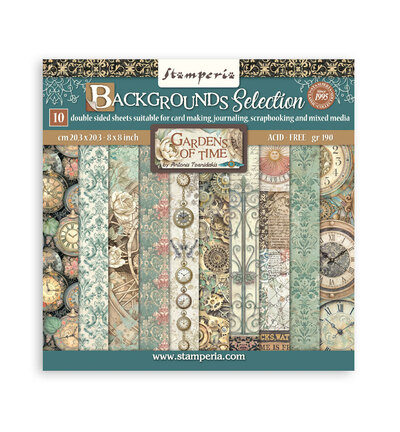 SBBS142 - Stamperia - Stamperia Papierblok Klein – Gardens of Time Backgrounds