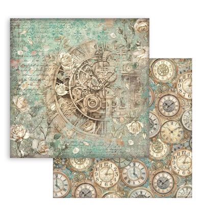 SBB1140 - Stamperia - Stamperia Dubbelzijdig Papier – Gardens of Time Clock and Roses