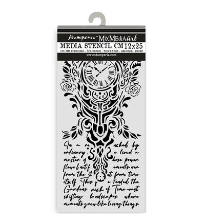KSTDL157 - Stamperia - Stamperia Sjabloon 12 x 25 cm – Gardens of Time Clock and Writing