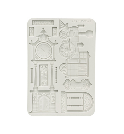KACMA609 - Stamperia - Stamperia Siliconen Mal A5 – Gardens of Time Train and Longcase Clock